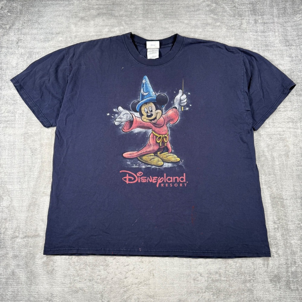 Disneyland Resort Shirt Men 2XL Navy Blue Vintage 90s Sorcerer Mickey Disney